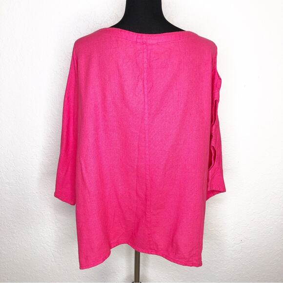 Soft Surroundings bright pink open sleeve v neck top size Petite Extra Large PXL - Picture 16 of 16